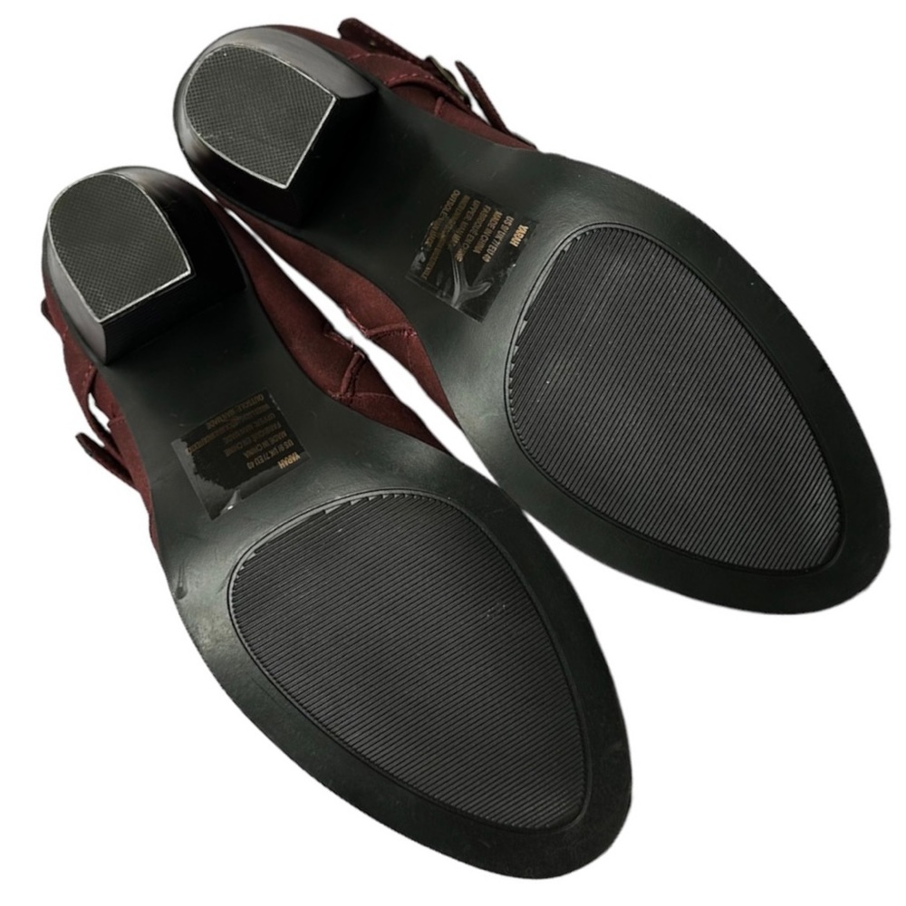 Just Fab Women Burgundy  Side Zip Heeled Triple Strap Yarah Ankle Boots - Picture 9 of 11